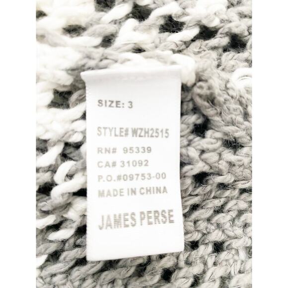 James Perse Womens Cotton Open Knit Gray Ivory Striped Sweater Lagenlook Coastal - Picture 4 of 7